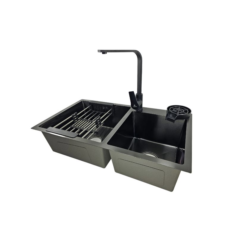 MODERN SPACE - Lavaplatos 80x45 Cm 2.5 Mm Black + Llave Notte + Lavacopas