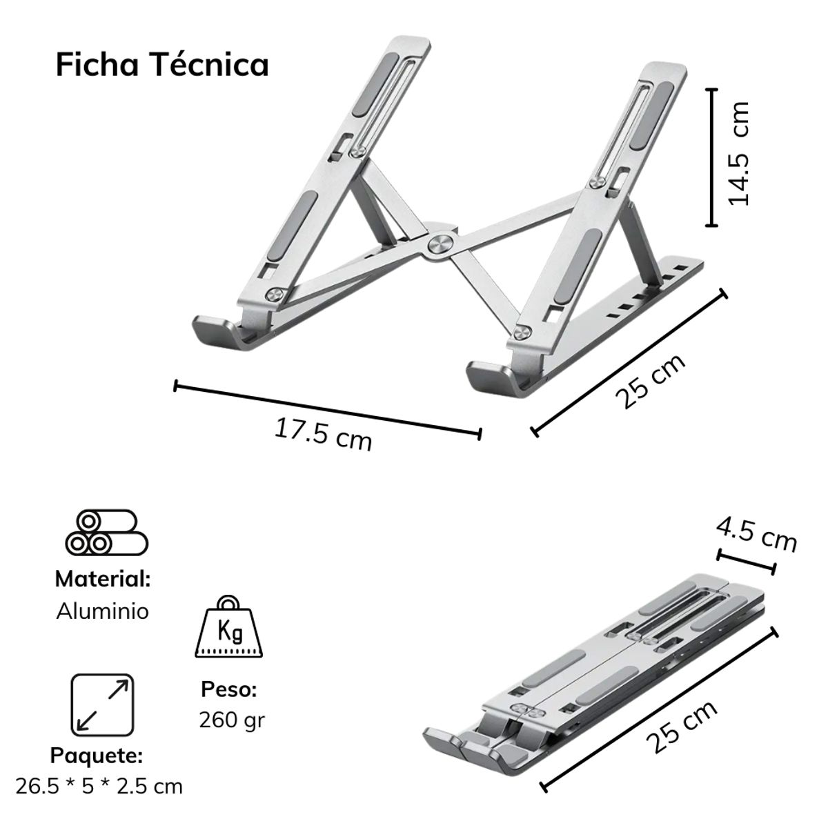 GENERICO - Soporte Para Macbook Base Notebook Aluminio Vertical Laptop