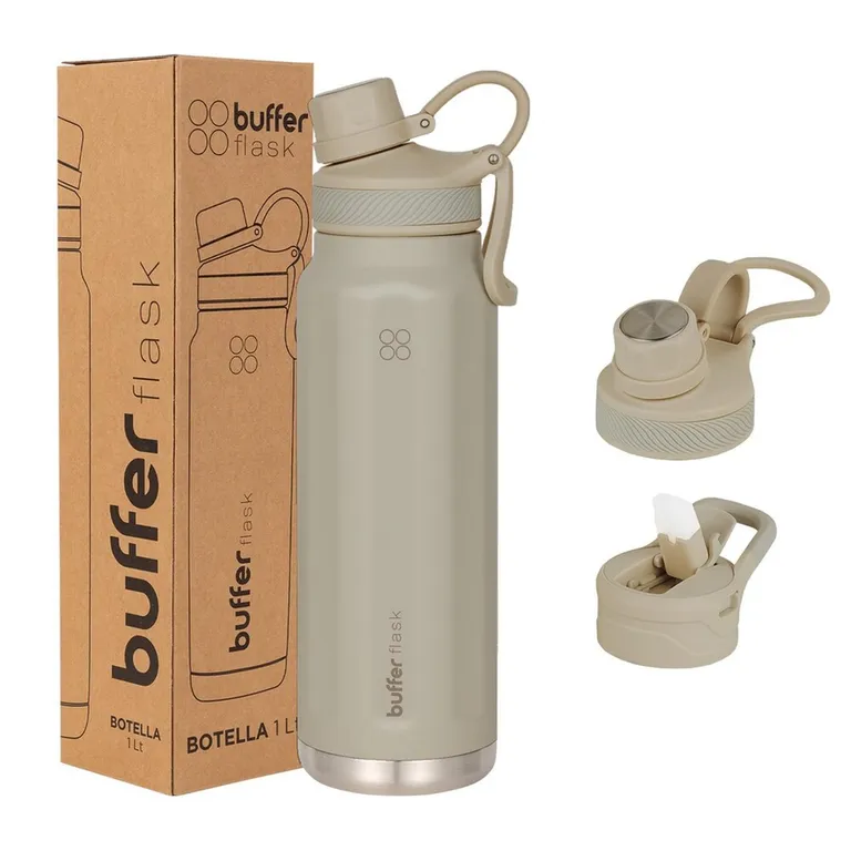 BUFFER FLASK Termo Botella Agua Termica Acero Inox Buffer 1lt - Gris ...