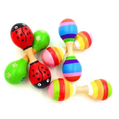 ARTIDIX - Maraca doble de madera 2 unidades de colores para bebés