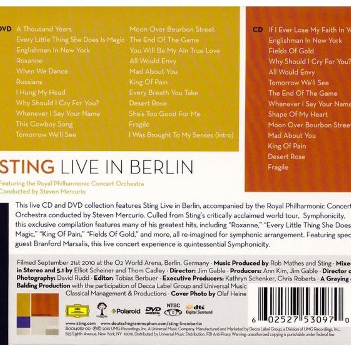 HITWAY MUSIC - STING - LIVE IN BERLIN (CD+DVD) - CD HITWAY MUSIC