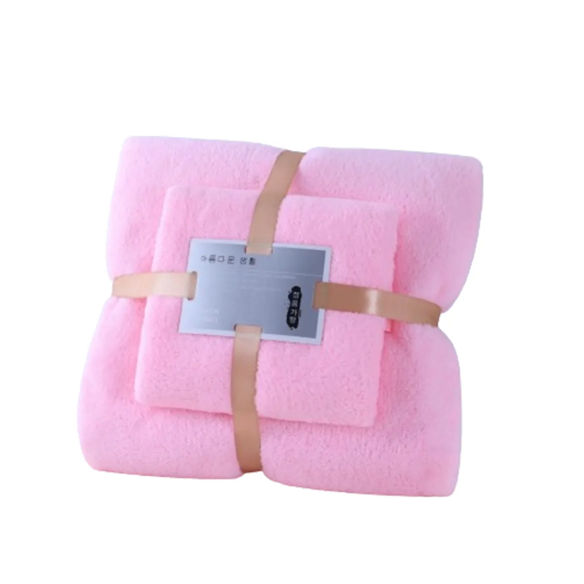 GENERICO - Set de Toallas De microfibra Mano + Toallon Lisa - Rosa