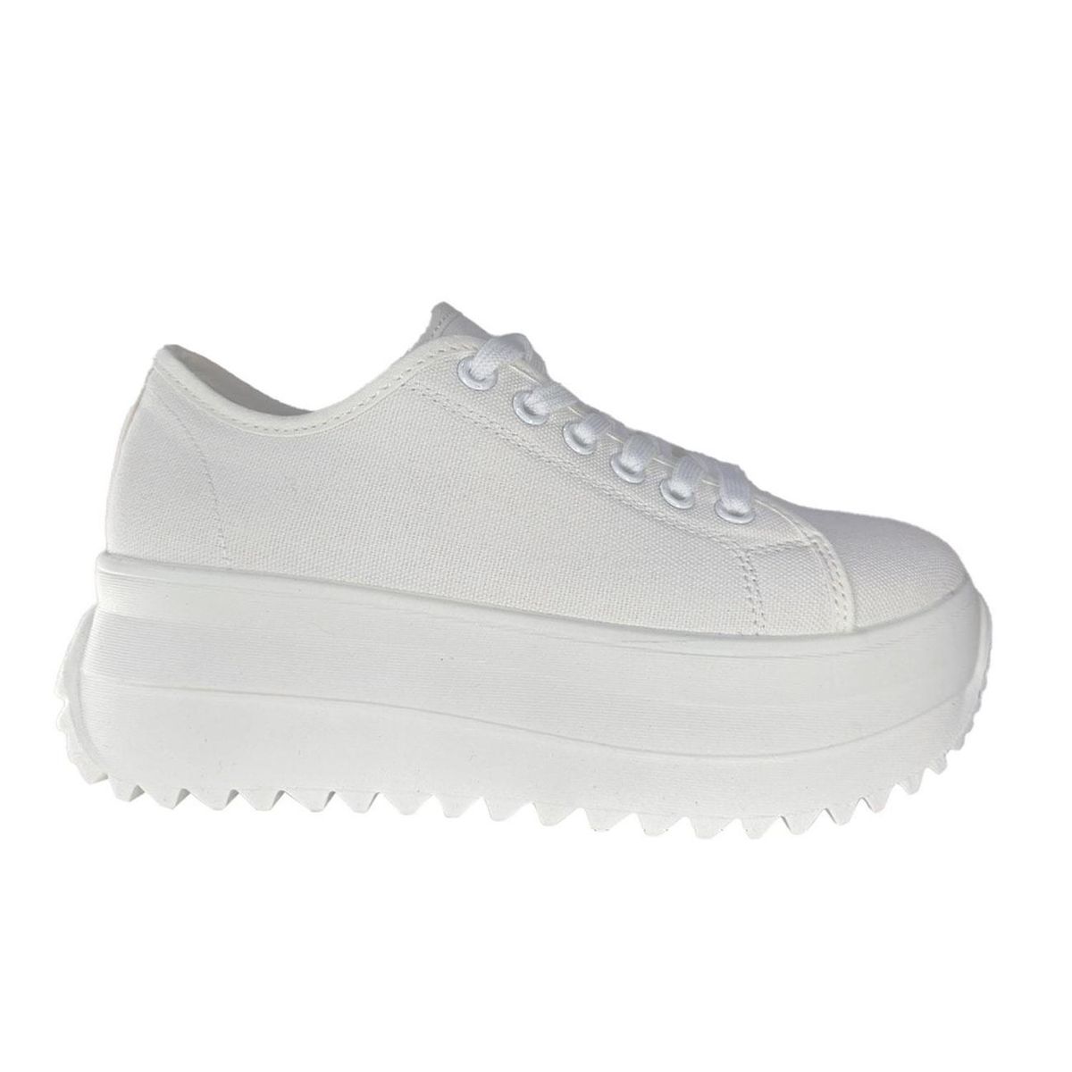 GENERICO - Zapatillas Blancas de Lona con Plataforma Tendencia 7519