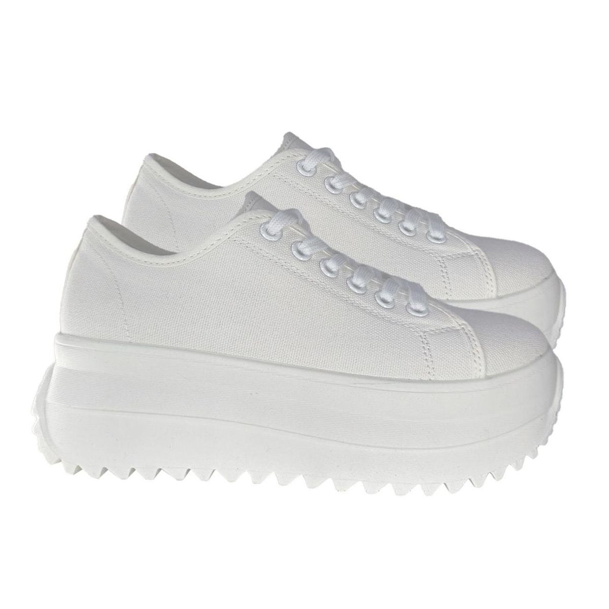 GENERICO - Zapatillas Blancas de Lona con Plataforma Tendencia 7519