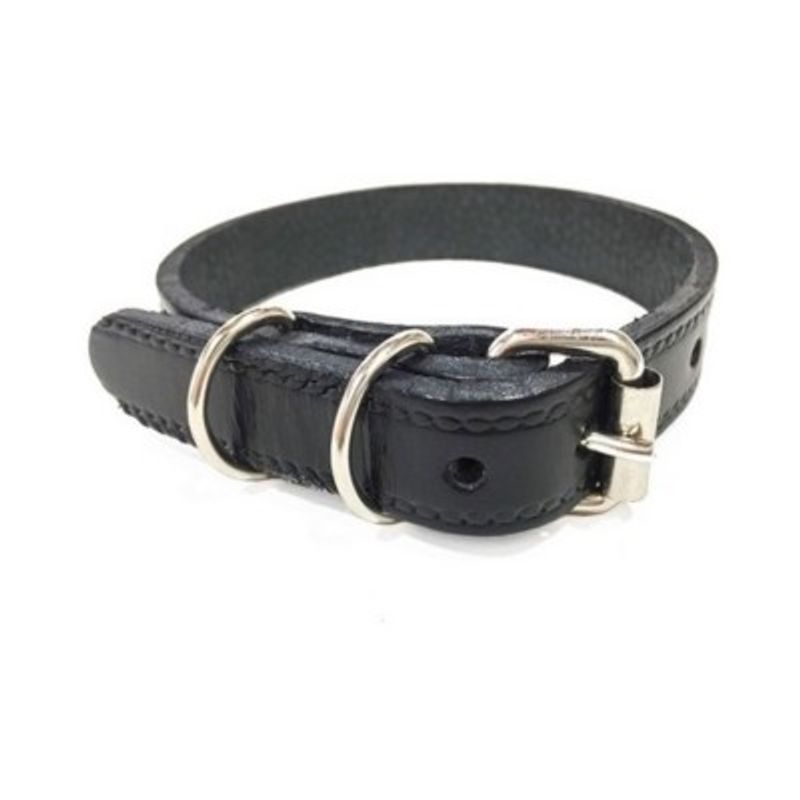 GENERICO - Collar Perro Cuero Natural Ancho 16 Mm, Largo 36 Cm Negro
