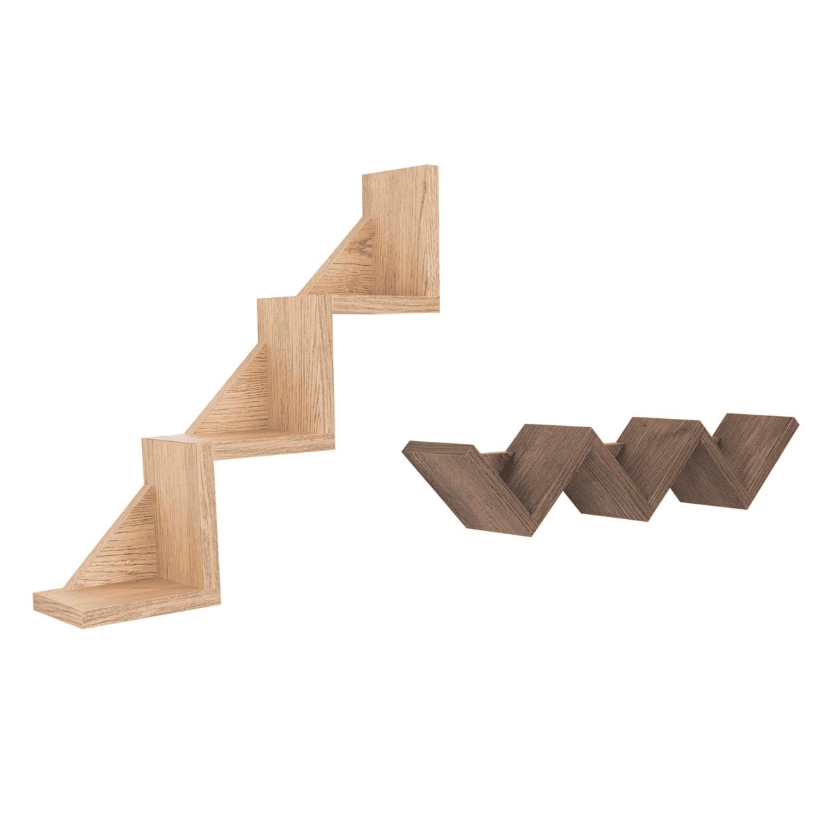 FMFURNITURE - Repisa Escalera X2 Fm-035C - Café Claro / Café Oscuro