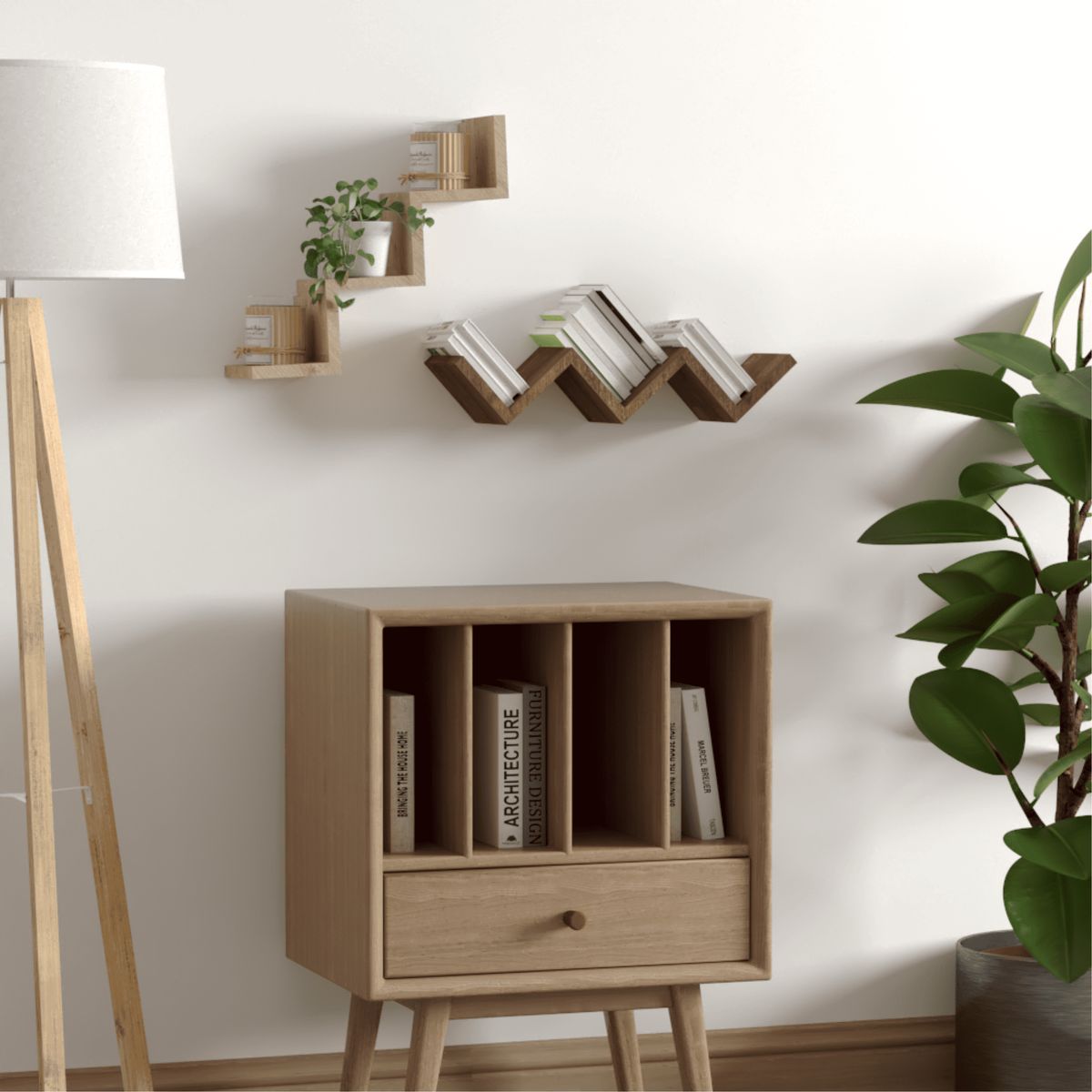 FMFURNITURE - Repisa Escalera X2 Fm-035C - Café Claro / Café Oscuro