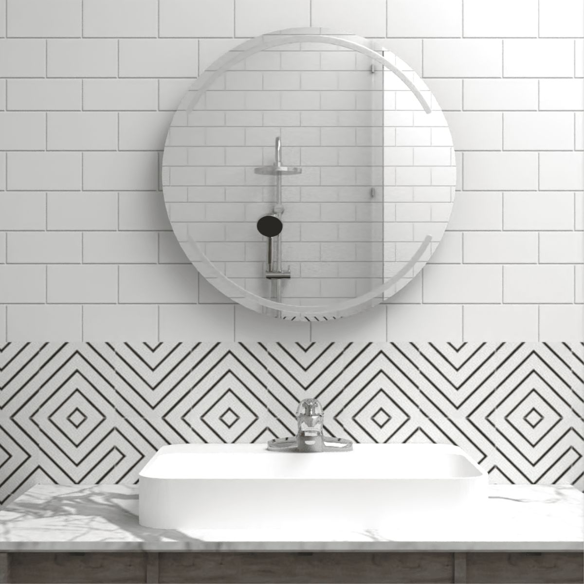 FMFURNITURE - Espejo Decorativo en forma Circular 60x60x19 cm