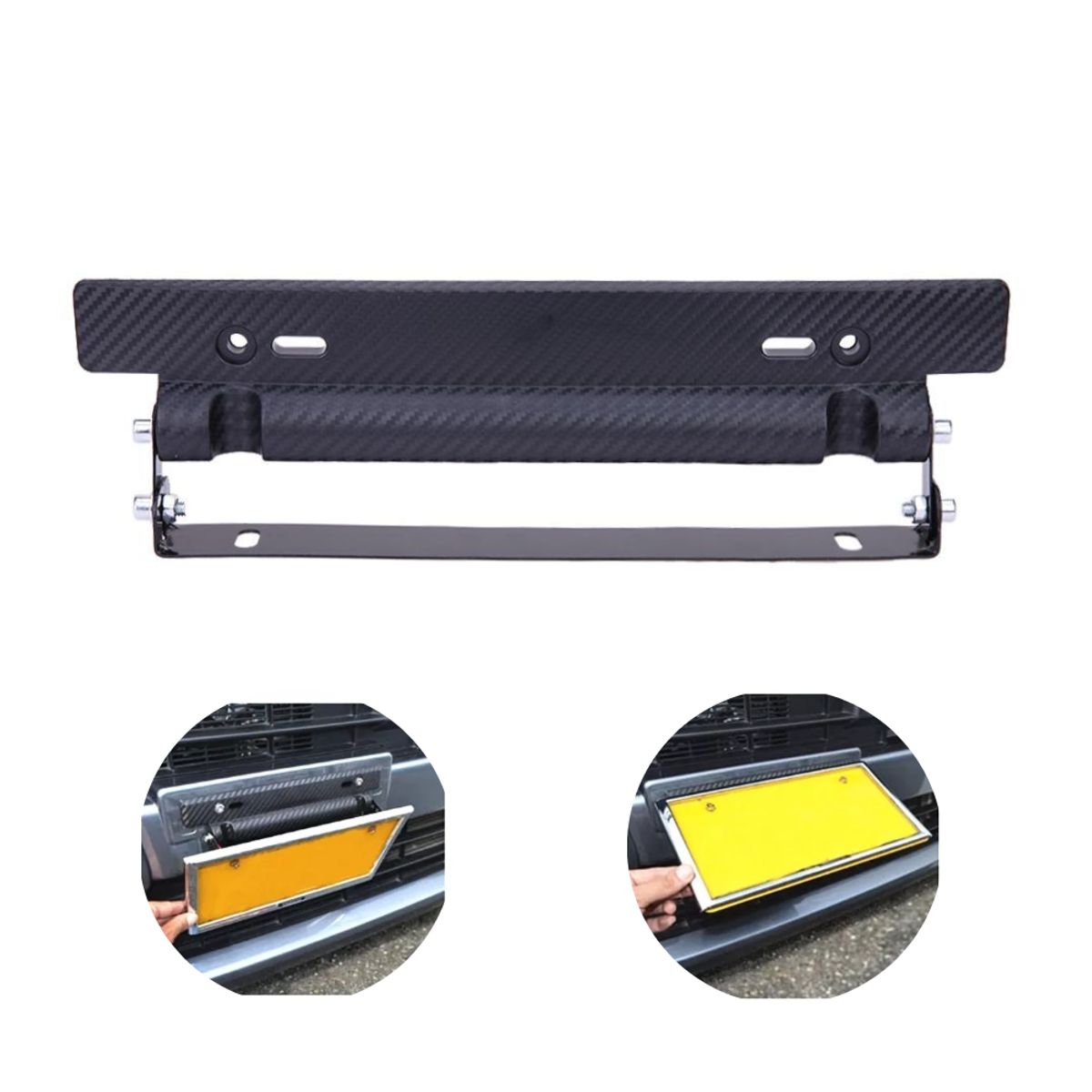 GENERICO - Porta Patentes Ajustable Universal Carbono Auto Tuning