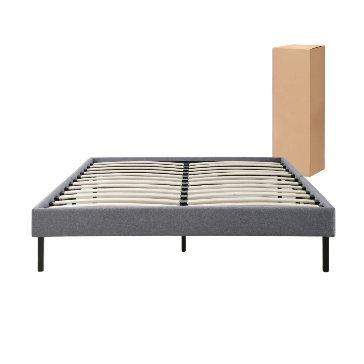 5 SUEÑO - Base de Cama 2 Plazas + Respaldo Capitone Gris