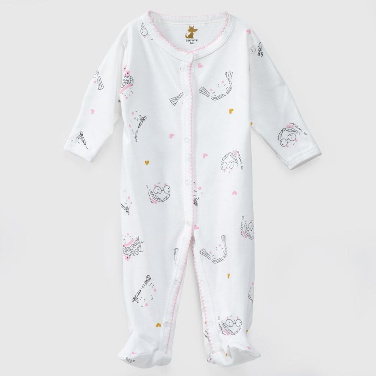 COYOTE KIDS - Enterito blanco cara de niña algodón peruano - Blanco