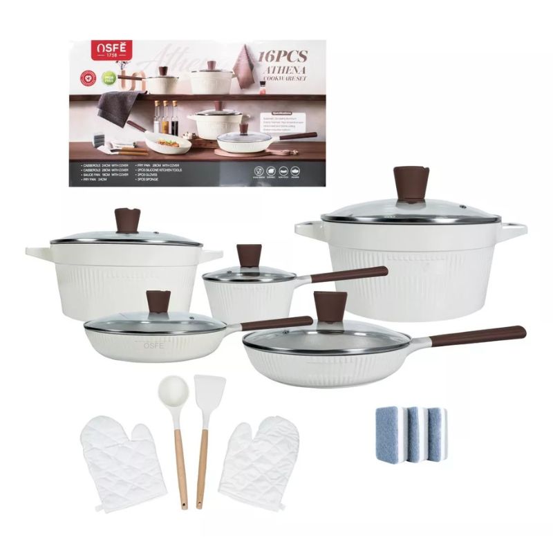GENERICO - Set Batería De Cocina 16 Pzs Ollas Y Sartenes Antiadherente