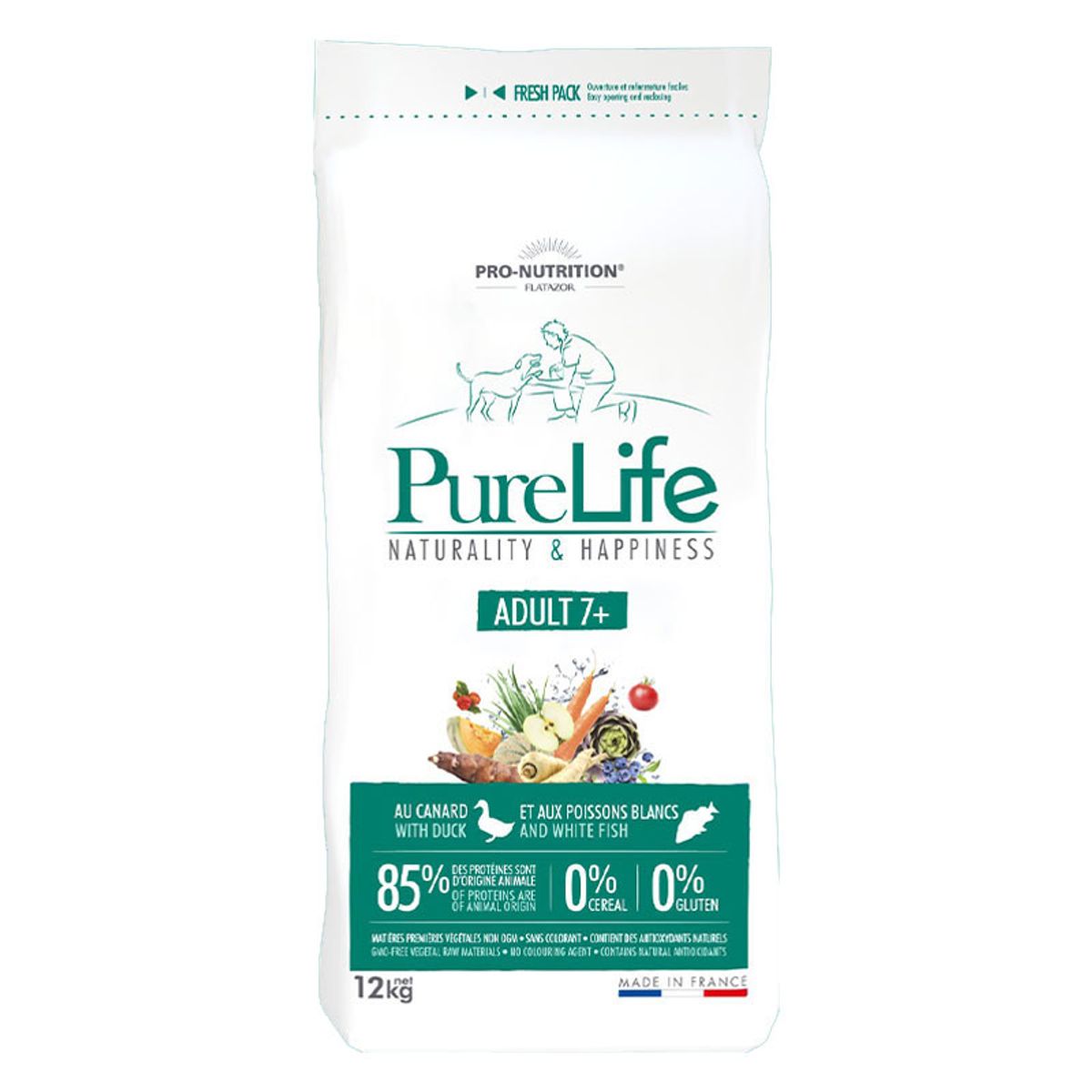 PRO NUTRITION FLATAZOR - Alimento Pure Life Adult 7+ Perro 12 Kg