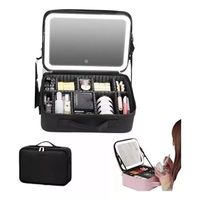 Neceser Estuches De Maquillaje Bolsa De Viaje Con Espejo Led
