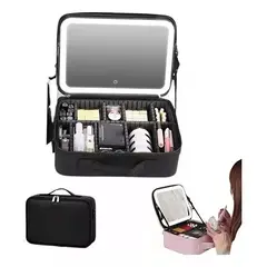 GENERICO - Neceser Estuches De Maquillaje Bolsa De Viaje Con Espejo Led