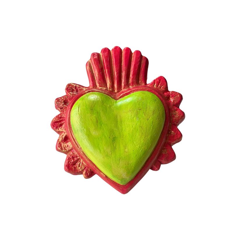 GENERICO - CORAZON VERDE LIMA RAYOS FUCSIA DORADO MILAGRITO GRANDE