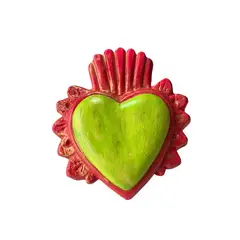 GENERICO - CORAZON VERDE LIMA RAYOS FUCSIA DORADO MILAGRITO GRANDE