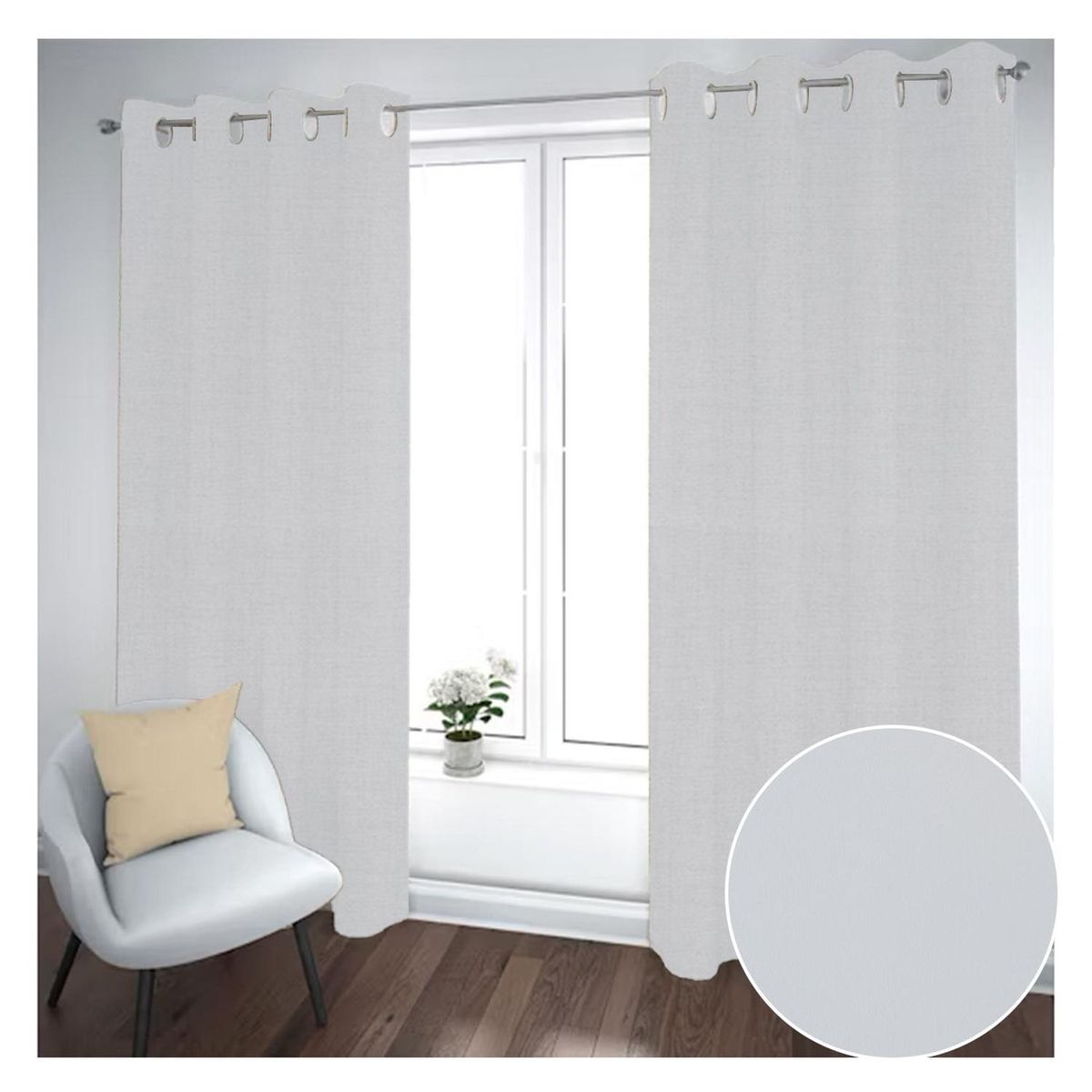 GENERICO - Cortina Black Out 2 Paños Decorativa Color Gris N°76 (140X230)