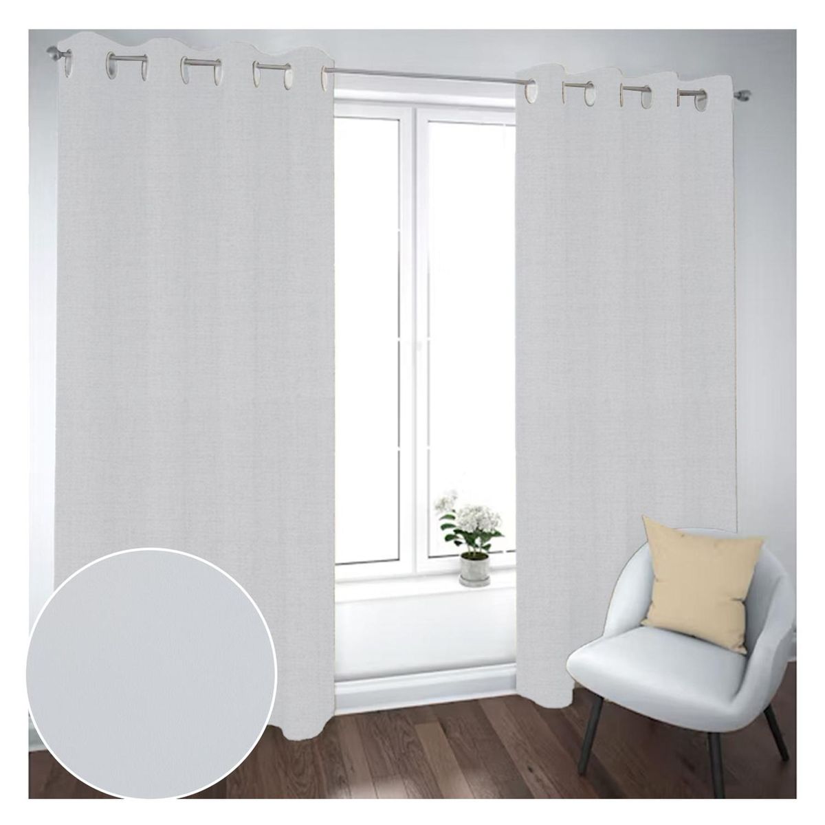 GENERICO - Cortina Black Out 2 Paños Decorativa Color Gris N°76 (140X230)