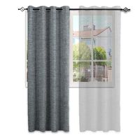 Cortina Blackout 100% 1 Paño 140x220 Cm Textura Lino - Gris oscuro