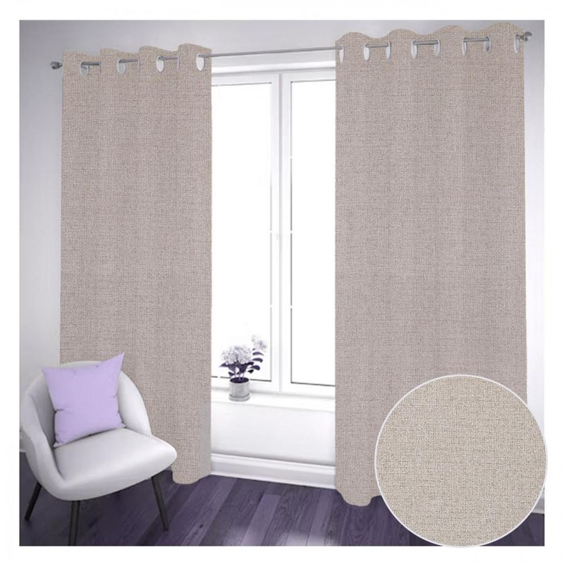 GENERICO - Cortina Black Out 2 Paños Decorativa Beige Textura N°20 (140X230)