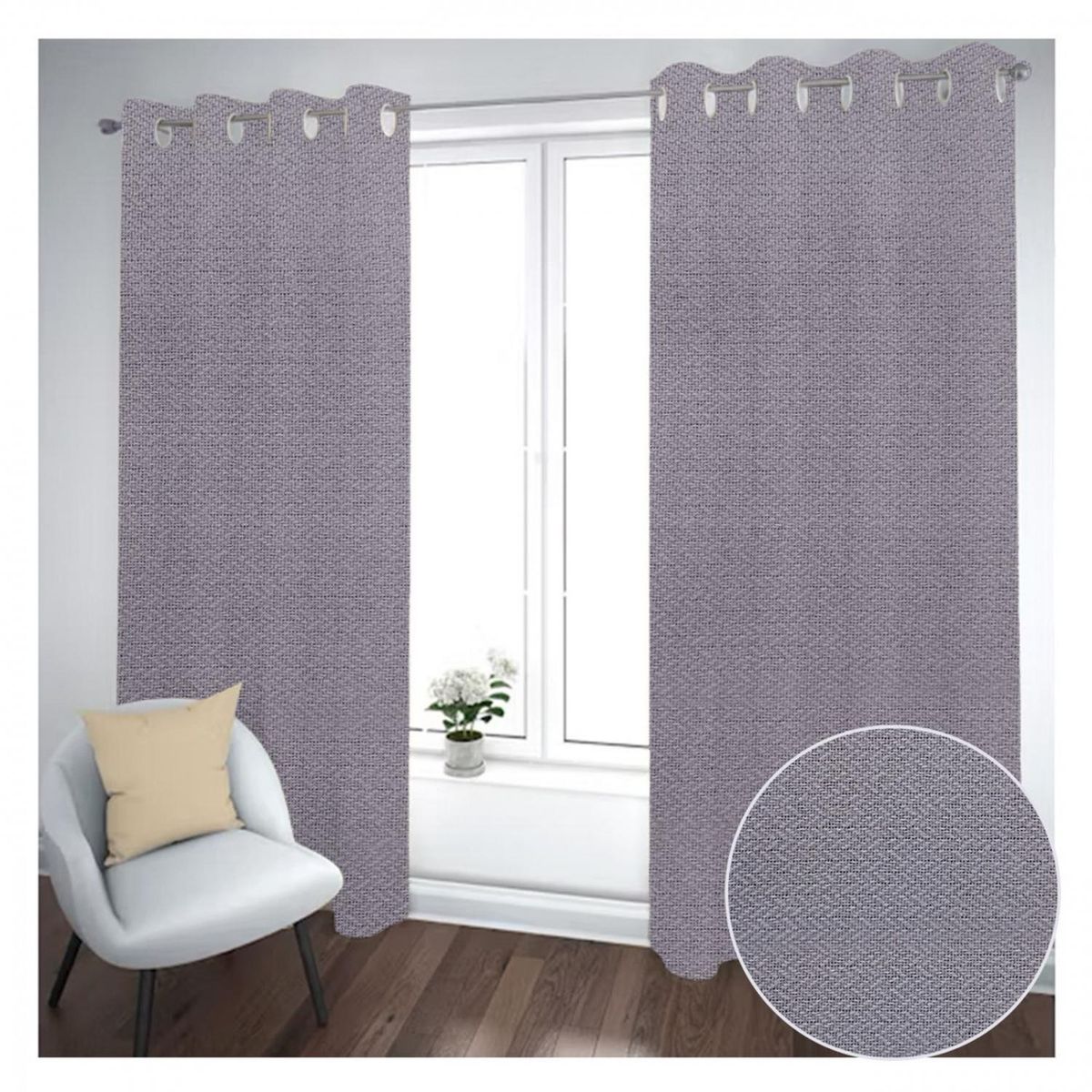 GENERICO - Cortina Black Out 2 Paños Decorativa Gris Diseño N°2 (140X230)