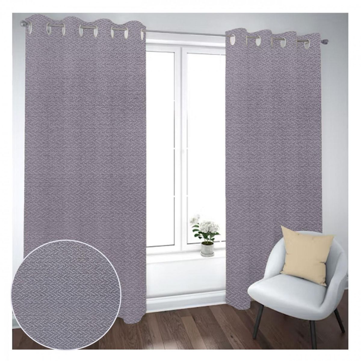 GENERICO - Cortina Black Out 2 Paños Decorativa Gris Diseño N°2 (140X230)