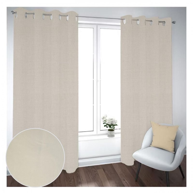 GENERICO - Cortina Black Out 2 Paños Decorativa Color Crema N° 81 (140X230)