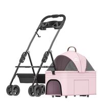 Coche Plegable 2 En 1 Para Mascotas Rosado