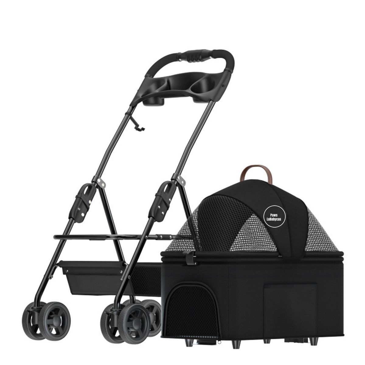 LUBABYCAS - Coche Plegable 2 En 1 Para Mascotas LuBabycas Negro