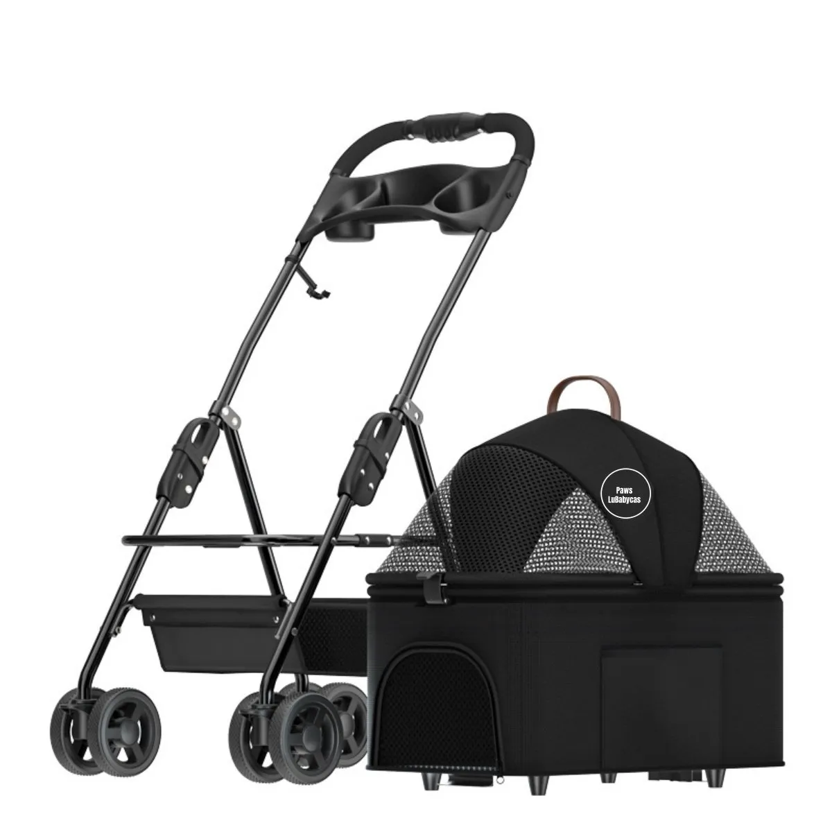 LUBABYCAS - Coche Plegable 2 En 1 Para Mascotas LuBabycas Negro
