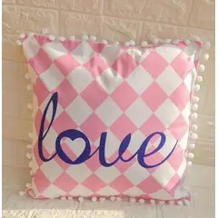 GENERICO - Funda Para Cojin Pompon Decorativa Diseño 45x45 - Rosa