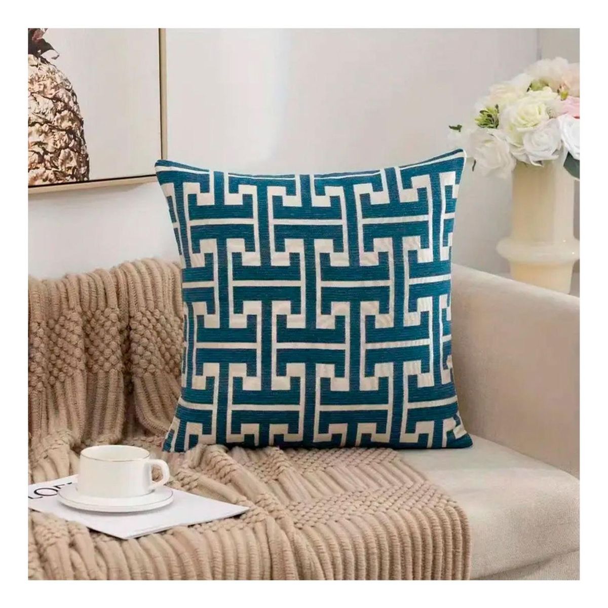 GENERICO - Funda Decorativa De Cojin Modelo Chenille Elegante - Azul - 45