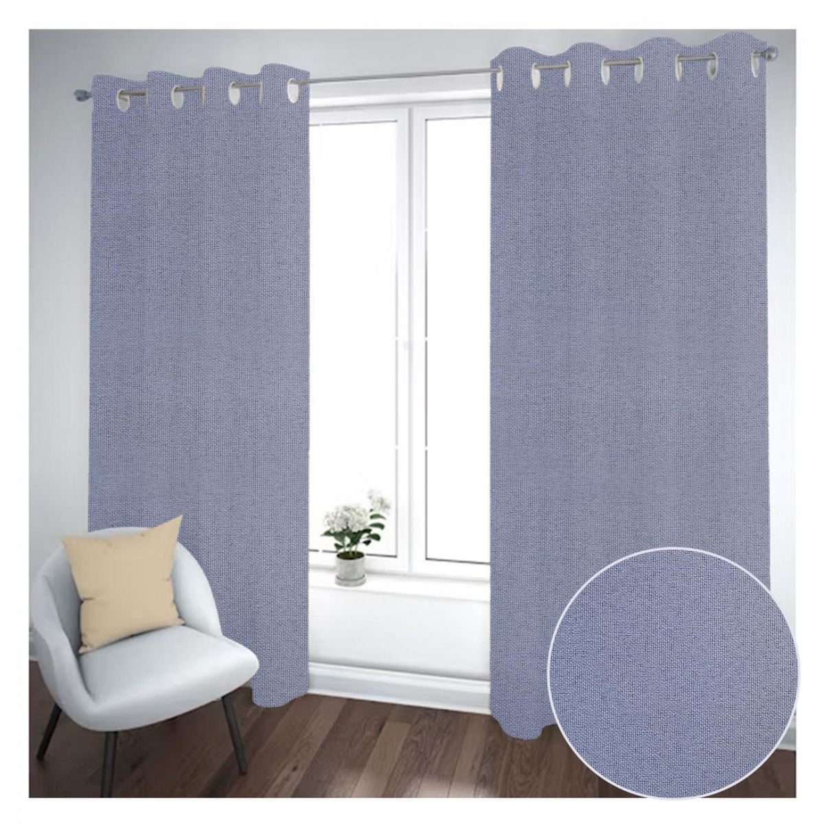 GENERICO - Cortina Black Out 2 Paños Decorativa Gris Liso N°5 (140X230)