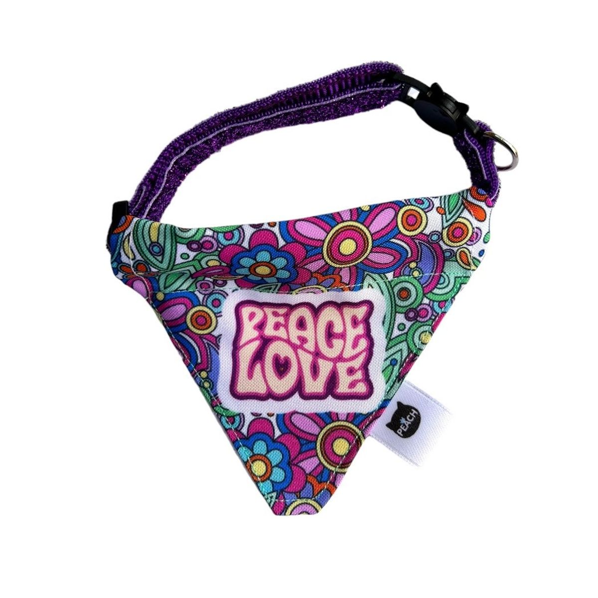 GENERICO - Bandana con collar para gato diseño Peace Love