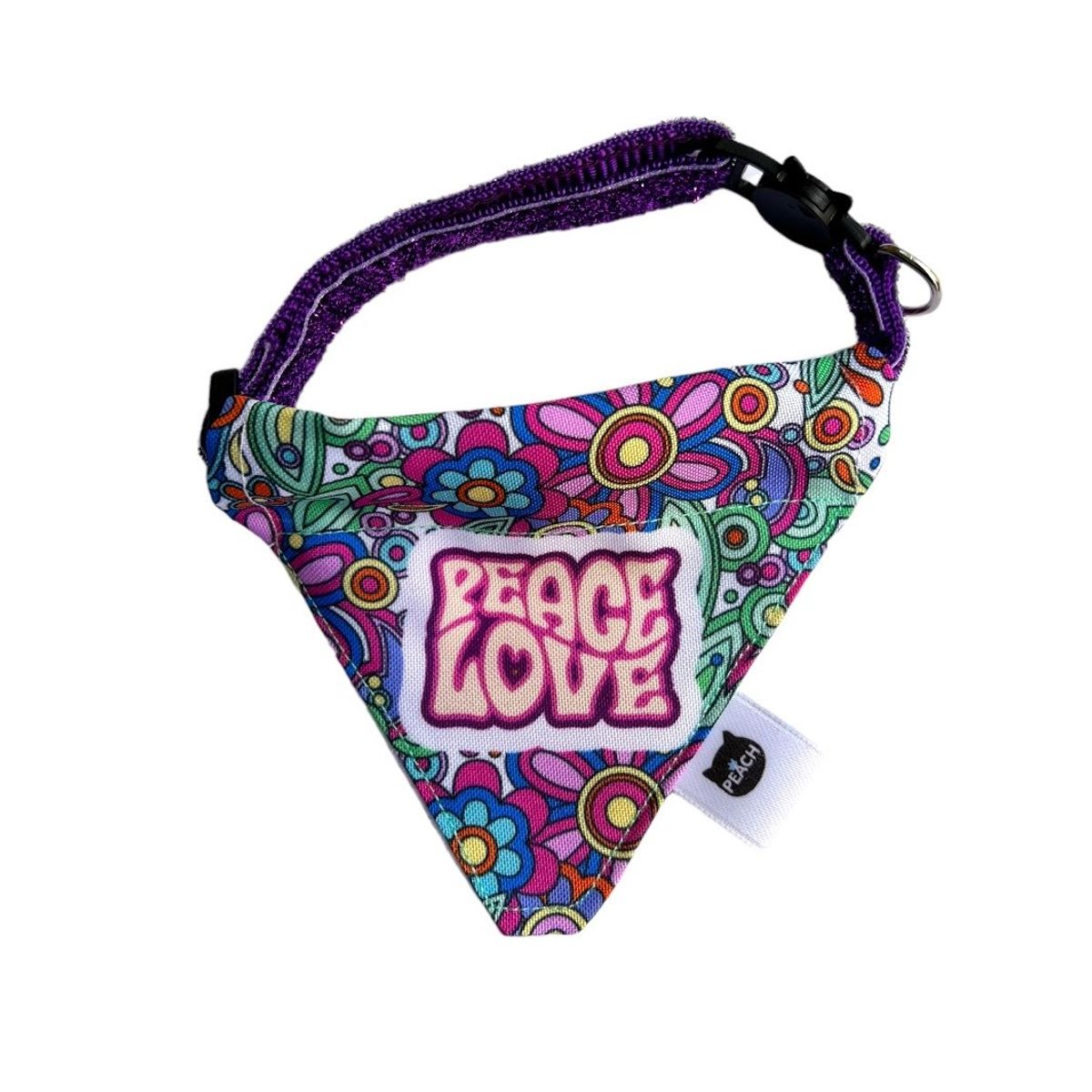 GENERICO - Bandana con collar para gato diseño Peace Love