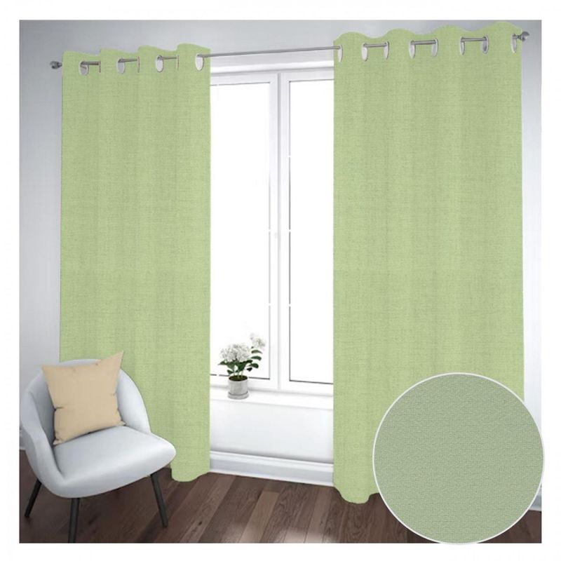 GENERICO - Cortina Black Out 2 Paños Decorativa Verde Liso N°38(140X230)