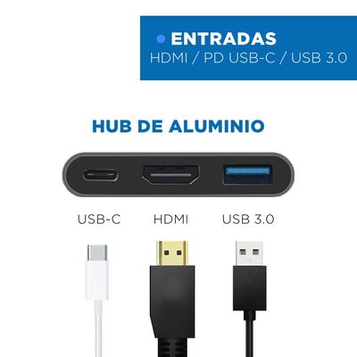 Imagen 2 del producto Hub Adaptador Usb Tipo C 3 En 1 Hdmi Para Mac Macbook