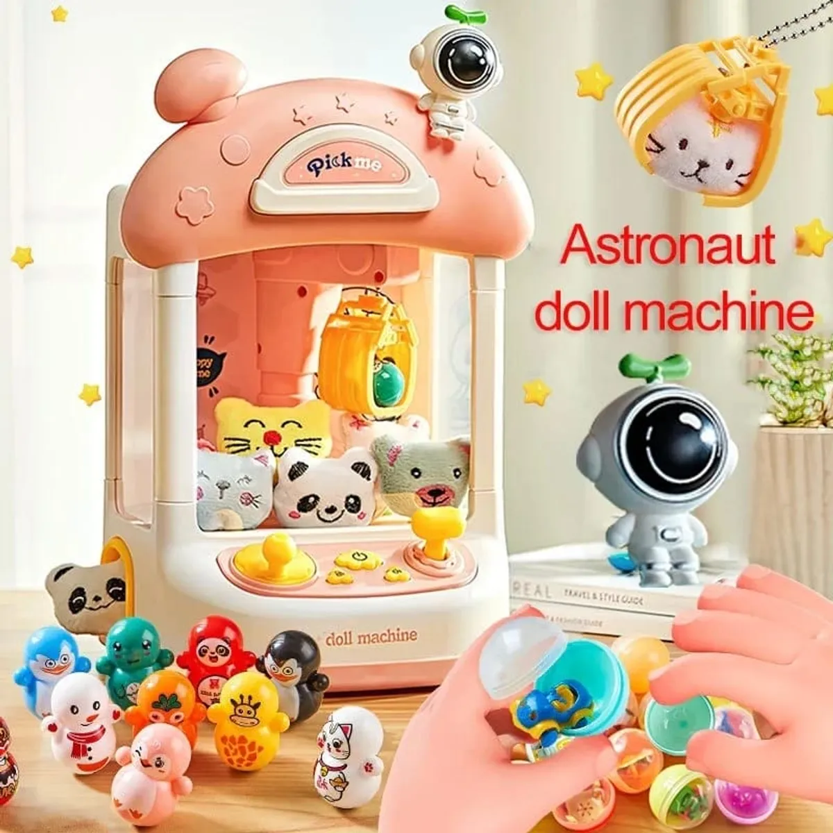 GENERICO - Mini máquina de captura juguetes con garras infantil rosada