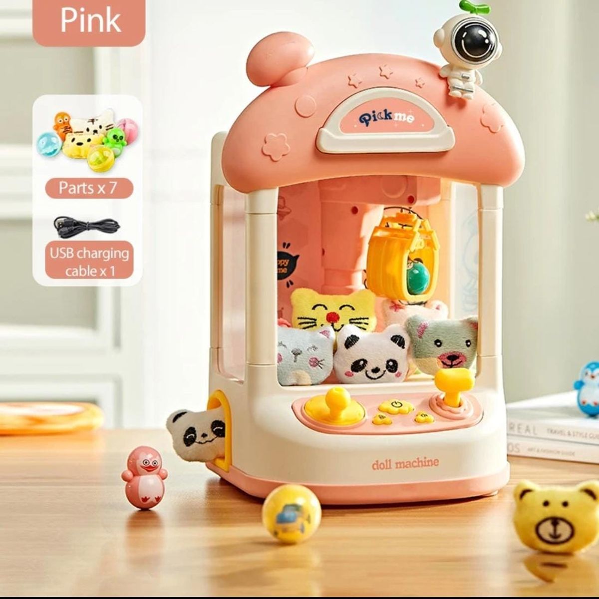 GENERICO - Mini máquina de captura juguetes con garras infantil rosada