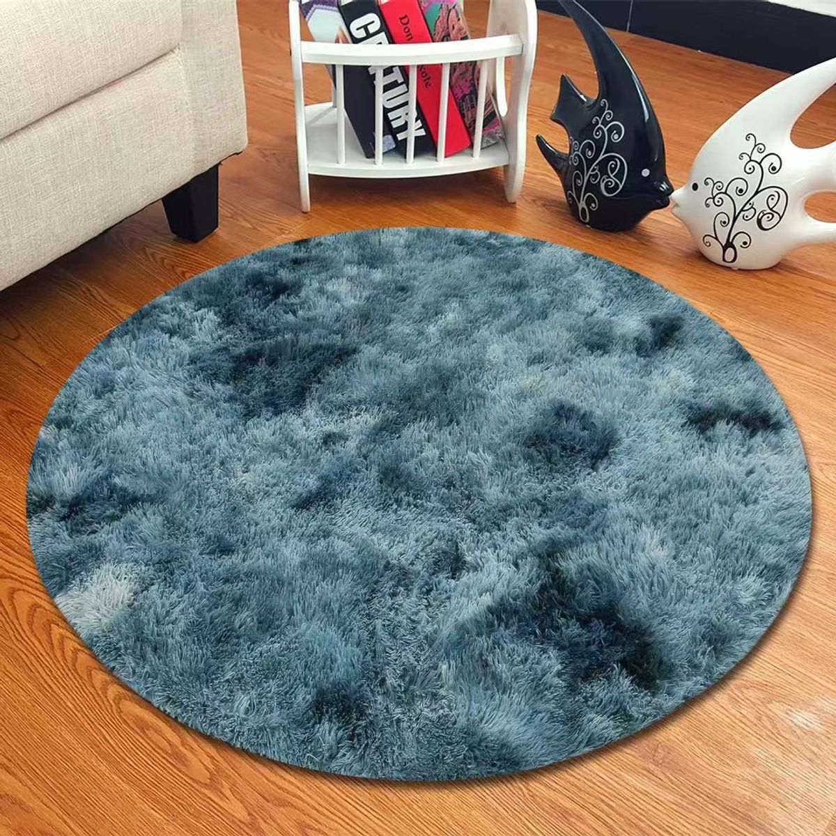 GENERICO - Alfombras Redondas tipo Shaggy Jaspeado Gris 150 x 150