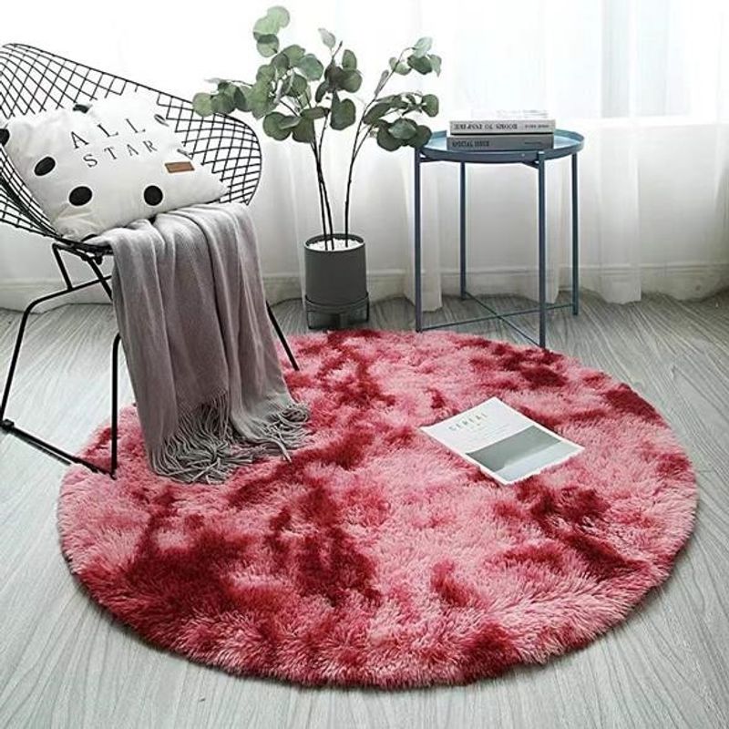 GENERICO - Alfombra redonda tipo shaggy peluda 120 x 120 cm Rojo Jaspeado