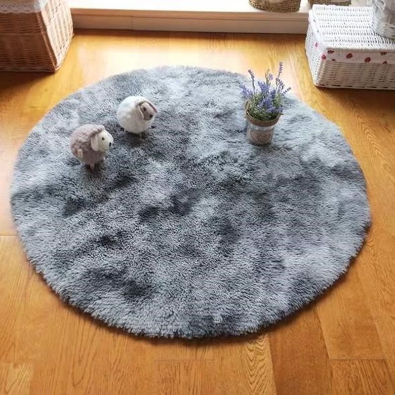 GENERICO - Alfombra redonda tipo shaggy peluda 120 x 120 cm Gris Jaspeado