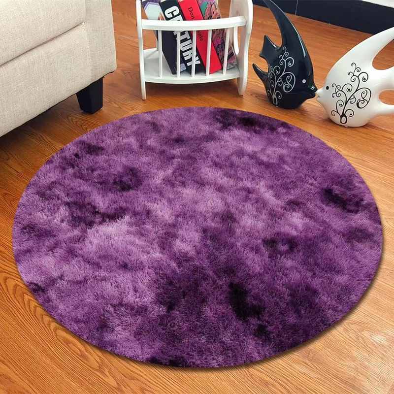 GENERICO - Alfombra redonda tipo shaggy peluda 150 x 150 Morado Jaspeado