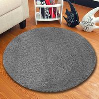 Alfombra redonda tipo shaggy peluda 150 x 150 Gris