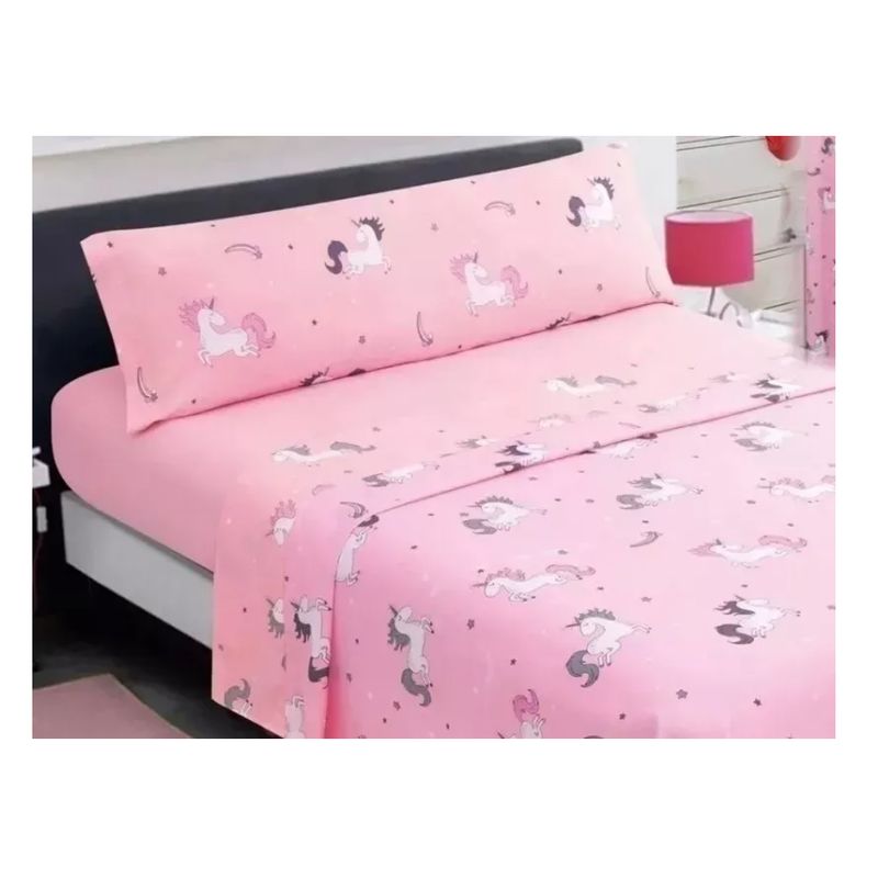 GENERICO - Sabanas Infantiles Niñas Unicornio rosa