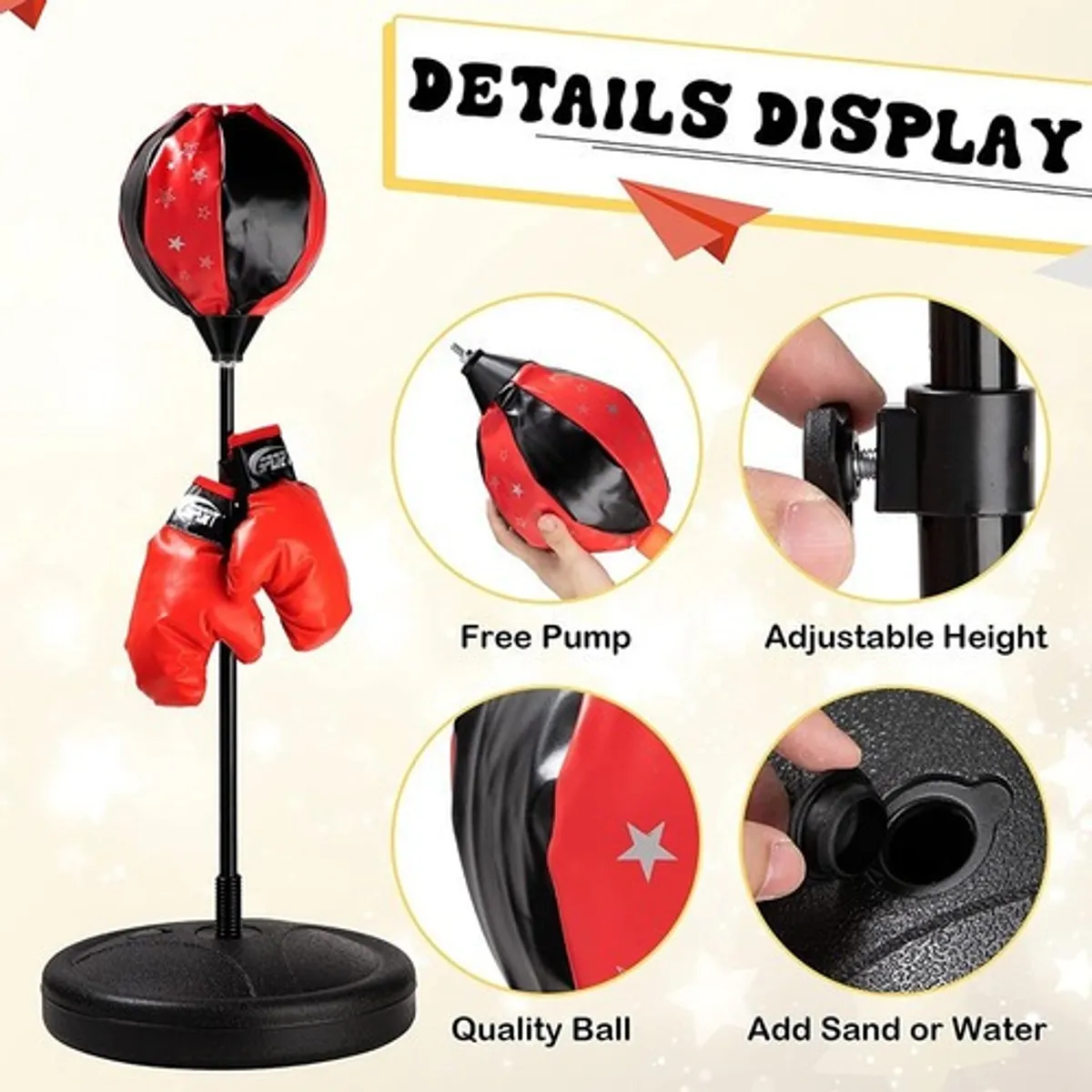 GENERICO - Kit De Juego De Boxeo Guantes Y Base Deportivo Niños