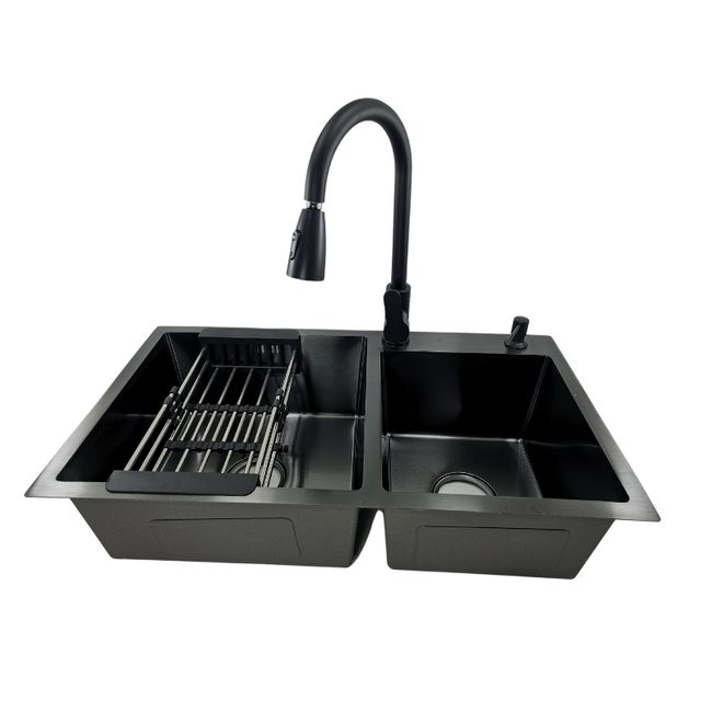 MODERN SPACE - Lavaplatos 68x38 Cm 2.5 Mm Black + Llave extraíble + Disp.