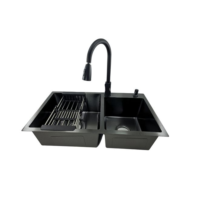 MODERN SPACE - Lavaplatos 68x38 Cm 2.5 Mm Black + Llave extraíble + Disp.