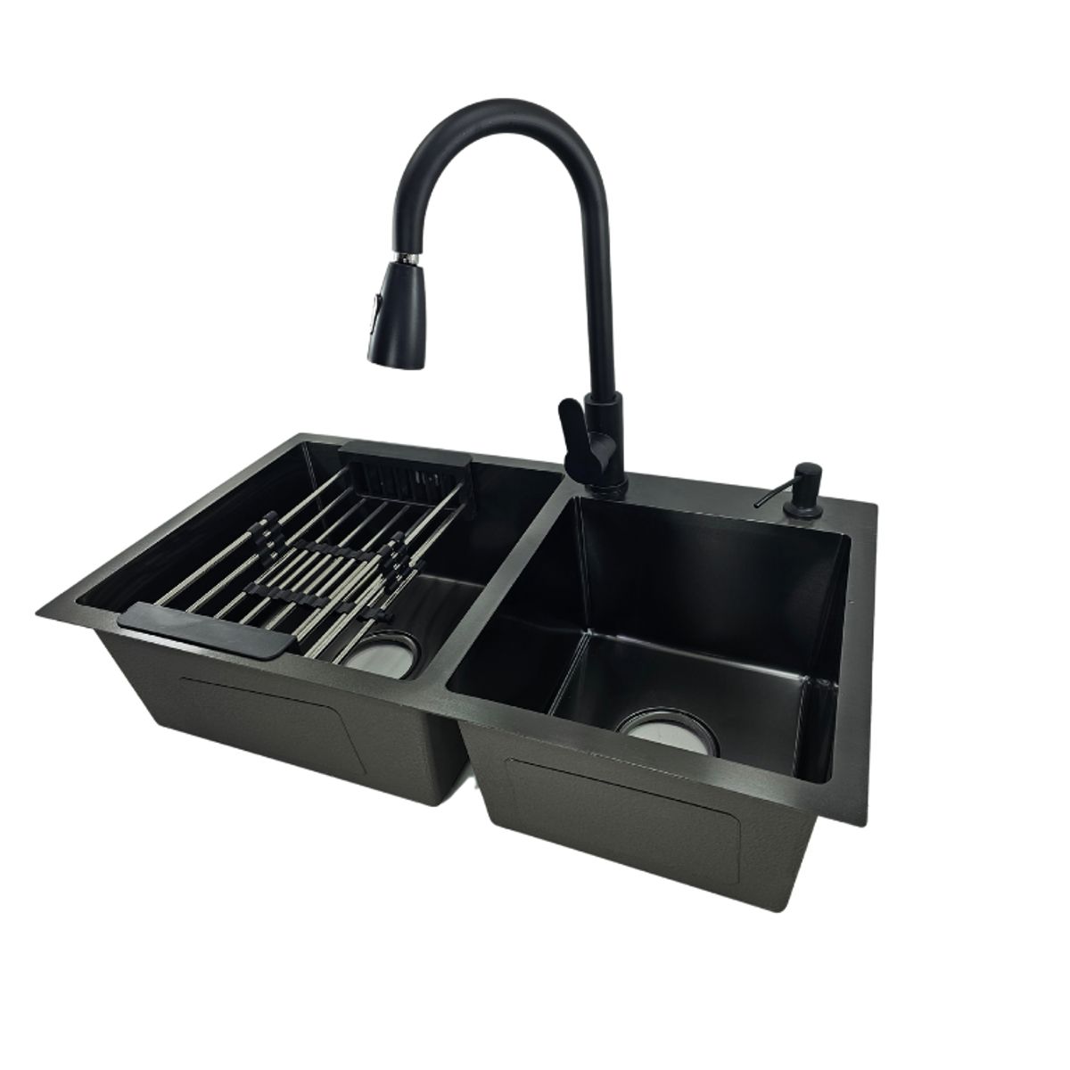 MODERN SPACE - Lavaplatos 68x38 Cm 2.5 Mm Black + Llave extraíble + Disp.